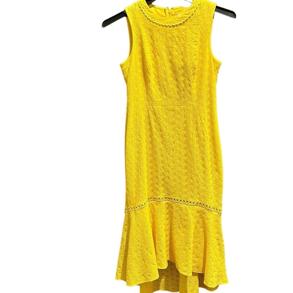 Calvin Klein Women’s Size 4 Yellow Lace Dress Hi Lo Sleeveless